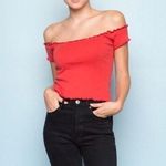 Brandy Melville Red off shoulder top Photo 0