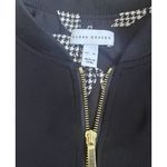 Susan Graver  Solid Black Size XL Floral Lined Bomber Full Zip Jacket Photo 3