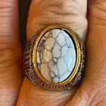 White gemstone 18k gold plated ring size 9 Photo 8