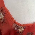 LAURIE FELT Boho Cottage Core Slip Dress Sz 14 Floral Lace Hem Romantic Satin Orange Photo 8