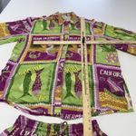 Seven Wonders Two Piece Set Womens XS Purple Green Hawaiian Aloha Shirt Shorts Photo 9