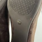 Tory Burch  Shoes Women’s 10.5 Brown Mini Miller Block Heels Suede Logo Pumps Photo 14