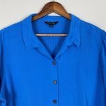 John Mark  Tunic Top Womens Large Blue Button Back Collared Shirt Lagenlook Artsy Photo 2