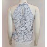 Adiva Women's Size Small Halter Top Blue/White Striped Lace Overlay Casual # Photo 1