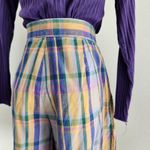 American Vintage Vintage GAP 90s High Waisted Plaid Pleated Shorts Muted Yellow Green Blue 2 Photo 5