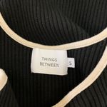 Things Between Ribbed Knit Midi Tank Dress Black Beige Trim Small Sleeveless‎ Photo 4