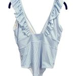 H&M Padded-cup Swimsuit Blue/White Stripes Size L NWT Photo 6