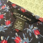 Lucky Brand  Peasant Blouse Womens Small Navy Pink Floral Boho Bohemian Top Shirt Photo 3