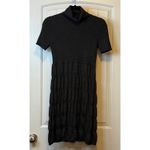 Calvin Klein  Gray Knit Short Sleeve Tier Turtleneck Dress Ruffle Bottom Trendy # Photo 1