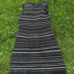 Nanette Lepore Black, Silver Metallic Striped Dress Photo 0