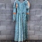 Renaissance Victorian and Edwardian Dress Gown costume Teal Gold XSmall Small Blue Size M Photo 14