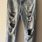 American Eagle Stretch Light Wash Distressed Mom Jeans Photo 0