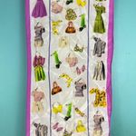 Adrienne Vittadini Vintage Silk Scarf Paper Doll Fashion Print Purple Trim Long Photo 0
