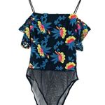 Topshop  Embroidered Sheer Back Off-the-Shoulder Bodysuit Photo 2