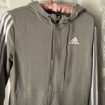 Adidas Gray Zip-Up Hoodie Jacket XS Athletic Outdoors Gym Active Sports 3-strip Photo 2