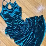 Vtg 90s Morgan Prom Slip Maxi Dress Fairy Grunge Mermaid Goth Bias Cut Velvet XS Blue Photo 0