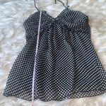 Love Tease Black and white Polka Dot Ruffled Halter Style Top Size Medium Photo 2