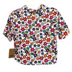 Vans  Daisy Stacked Colorful Retro Short Sleeve Button Down Top Size Small Photo 1