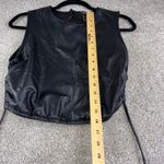 Forever 21  Black Faux Leather Ruched Drawstring Crop Top Juniors M Y2K Grunge Photo 2