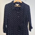 Mauvette Shirt Dress Blue Print 3/4 Sleeve Boho Button Down‎ Size XL Office Prep Photo 2