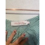 Lisa Says Gah  Green White Striped 100% Cotton Short Sleeve Margaret Top Size XS Photo 6