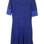 prAna  Women’s Sz Medium Gina Dress Cotton Blend Blue Stripe Short Sleeve Photo 0