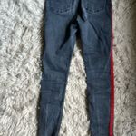 ZARA • Red Velvet Side Stripe Black Denim Skinny Jeans Photo 1