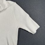 Vila Milano Sweater Womens Small White Ribbed Knit Short Sleeve Collared V Photo 3