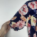 Old Navy Woman’s Midi Wrap Short Sleeve Dress V-neck Navy Blue Floral Size M Photo 3