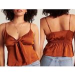 Abercrombie & Fitch Abercrombie & Fitch Satin Tie-Front Camisole Brown Womens Size Large Y2K *FLAWS Photo 1