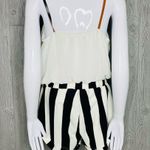 Double Zero  white top romper jumper shorts with leather straps large Photo 1