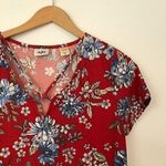 Buckle DAYTRIP Floral Strappy Top Red Blue White Short Sleeve Cutout Tee Small Photo 3