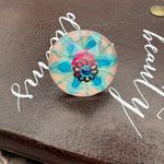 Adjustable Floral Statement Ring Stainless Steel Boho Y2K Blue Photo 1