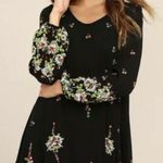 Free People Black Oxford Embroidered Long Sleeve Mini Dress Size XS Photo 2