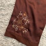 secret treasures Vintage  Brown Satin Embroidered Sleepwear Pants Size (M-8/10) Photo 3