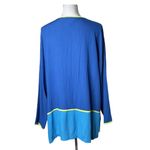 Diane Von Furstenberg  Color Authority‎ Crinkle Tunic Top Size L Colorblock Blue Photo 2
