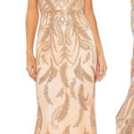 Mac Duggal  6015 V neck Sequin Embellished Gown Apricot Pink size 14 Photo 0