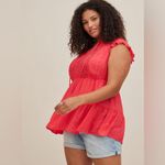 Torrid  Chiffon Swiss Dot Lace Crochet Inset Tie-Front Top Blouse Plus Size 4X Photo 8