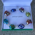 Artisian Glass Pure Silver Plated Womens Costume Bracelet Rhinestones Colorful Green Photo 1