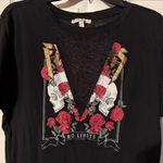 EXPRESS  Skull Graphic Lace V-Cut Tee L Photo 0