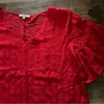 Skies Are Blue  Womens Red Short Sleeve Pleated Blouse Size Small Photo 1