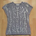 Periwinkle Knit Top with Silver Paint Detail Purple Size M Photo 0