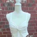 ZARA  Women's White Linen Blend Knotted Crossover Crop Lightweight Top Sz M Photo 6