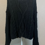 Free People  Chunky Knit Oversized Sweater Black Size Medium Photo 0