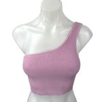 Aritzia Babaton Pink Ribbed Knit One Shoulder Sleeveless Crop Tank Top Size S Photo 0