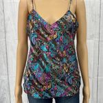 Frederick's of Hollywood Y2K SMALL Purple Paisley Satin Top Sheer Strappy Photo 0