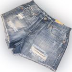 Aeropostale  High Rise Shorty Blue Jean Denim Shorts Distressed Cut-Off NWT 0 Photo 0