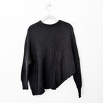 Free People [] Black Downtown Sweater Ribbed Knit Asymmetrical Hem Oversized XS Photo 2