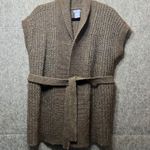 Gap Maternity Cardigan Wool Blend Vest Sleeveless Knit Open Front Belted Brown M Photo 7