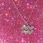 Boutique Sterling Silver 925 Aquarius Zodiac Sign Necklace January February Bling Bedazzled Shine Photo 7